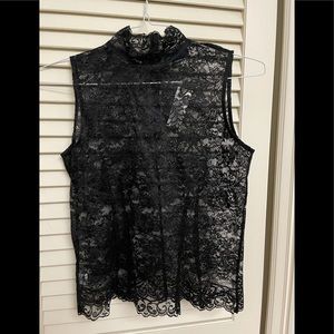 Ann Taylor black lace top size 4 NWT